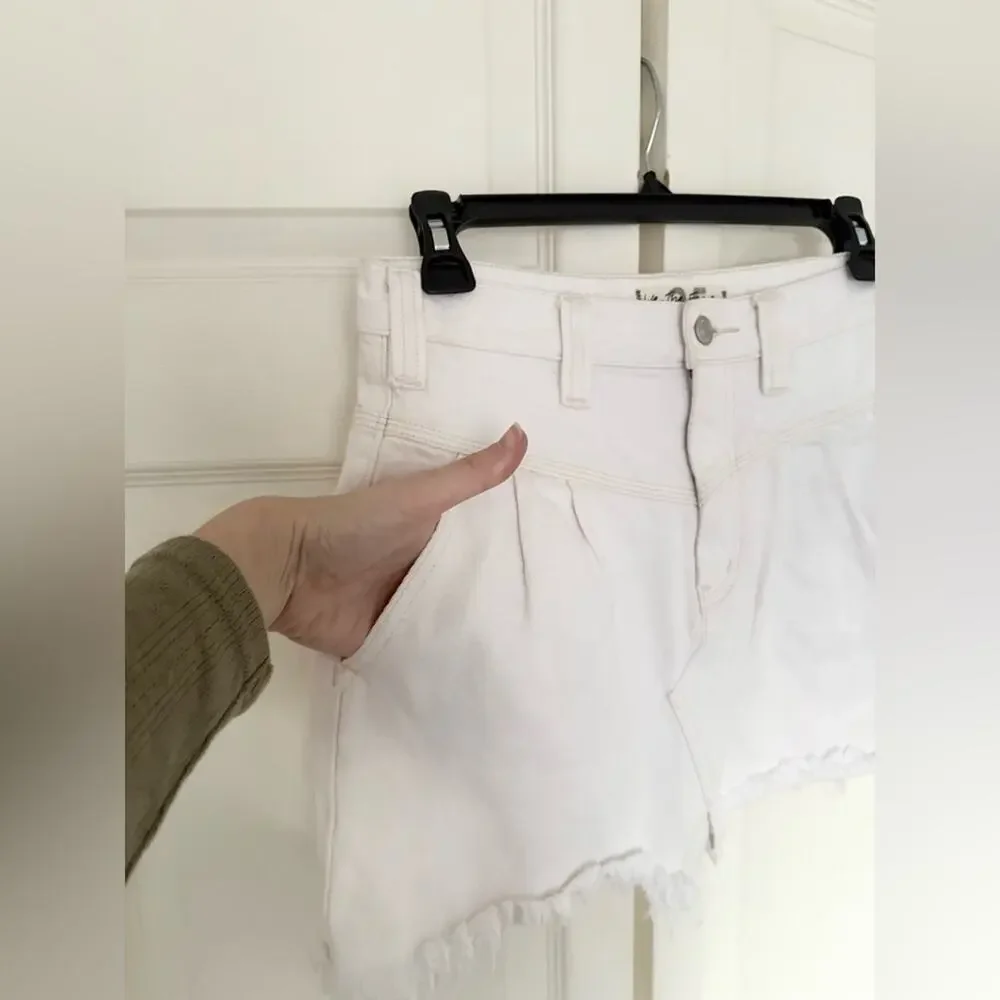 Free People We the Free Side Car Mini Skirt White Clay Denim Skirt Size 25